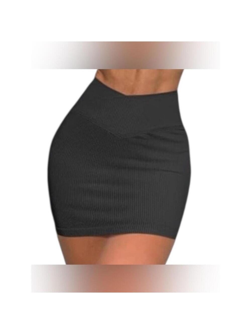 TIKTOK VIRAL OQQ High Waist Crossover Ribbed Mini Skirt NWOT